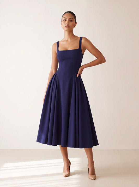 Jolene Midi Dress Navy - editorial