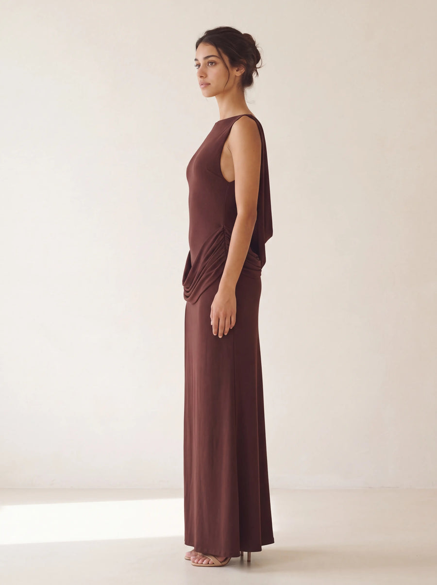 Ember Maxi Dress – Plum Brown