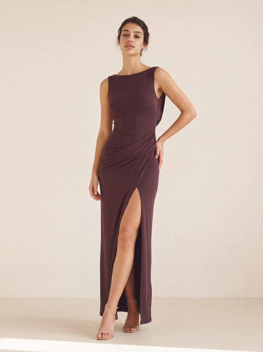 Ember Maxi Dress – Plum Brown