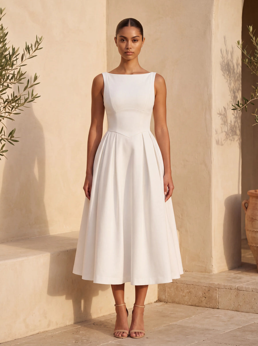 Regine Midi Dress – Ivory
