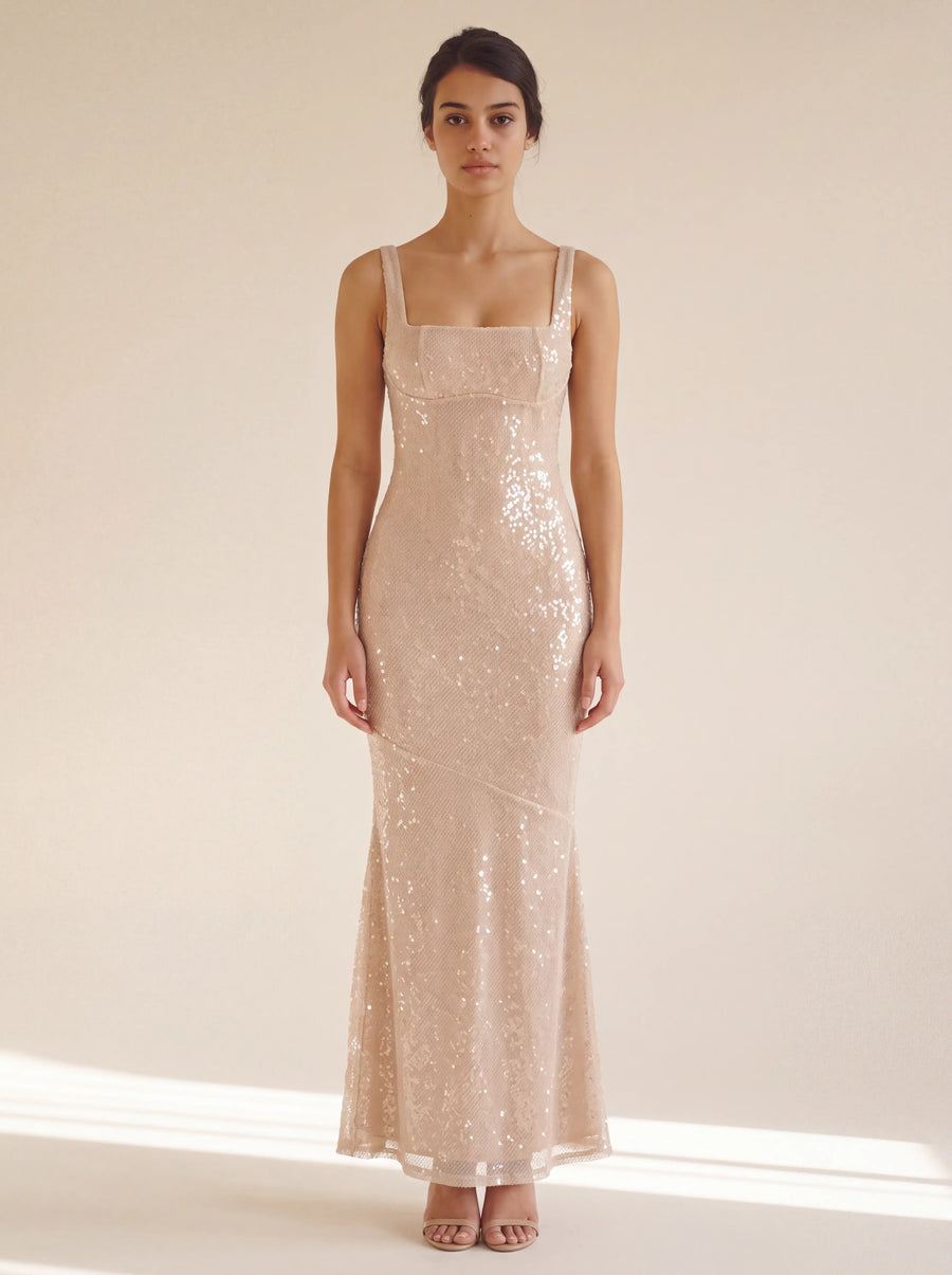 Nell Maxi Dress – Nude