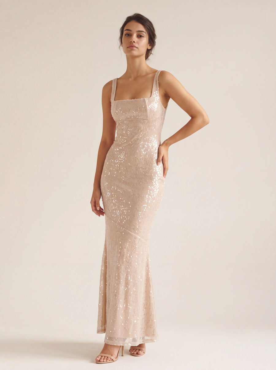 Nell Maxi Dress – Nude