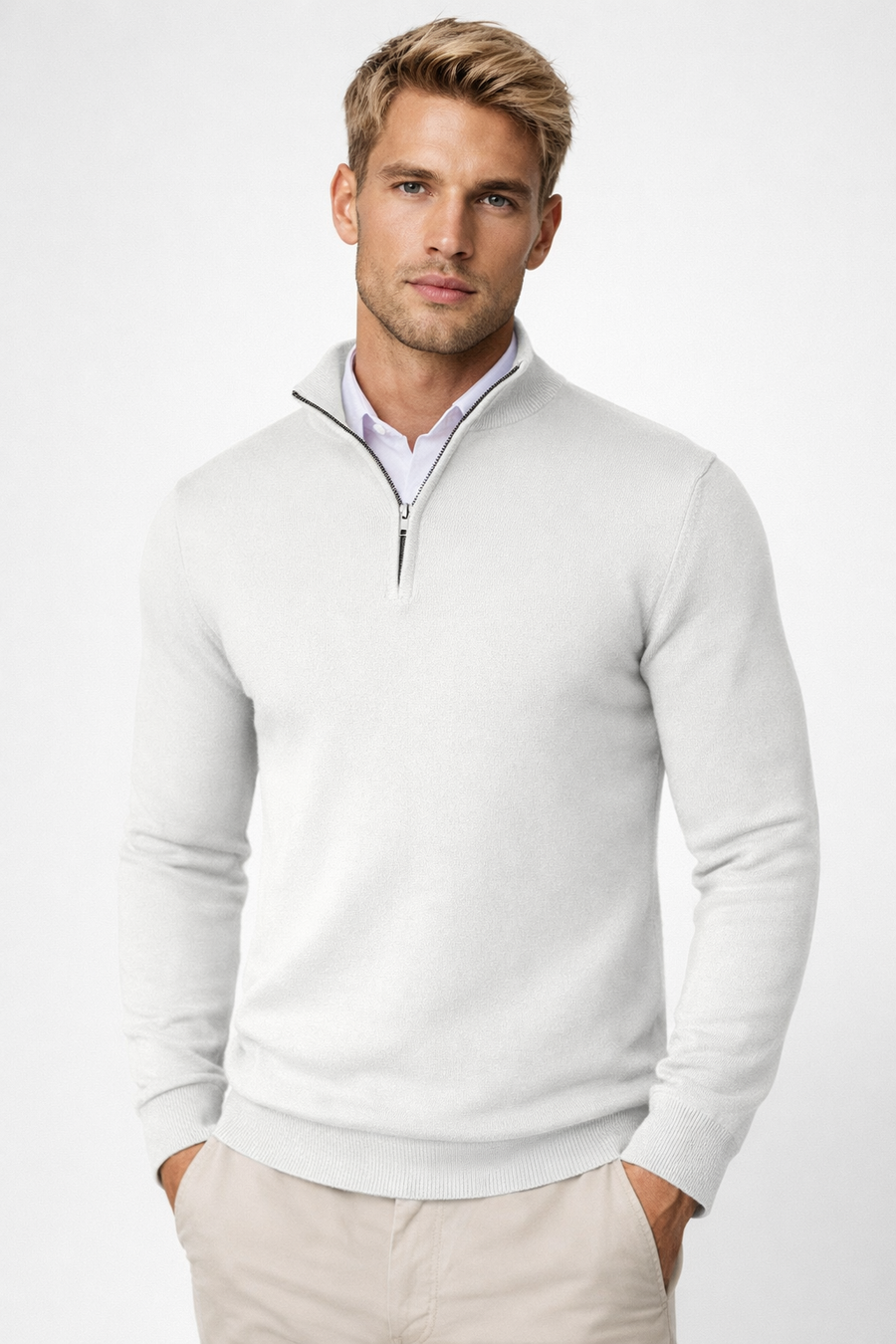 Hilaire | Men's Half Zip Funnel Neck Sweater