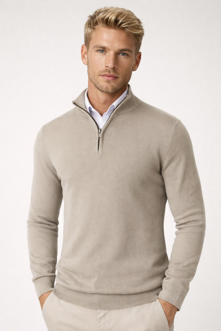 Hilaire | Men's Half Zip Funnel Neck Sweater