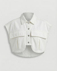 Hollis Casual Blouse with Pockets in White