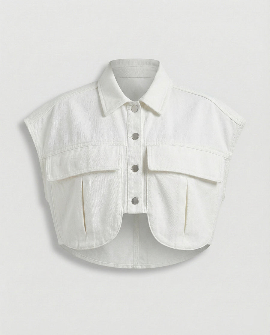 Hollis Casual Blouse with Pockets in White