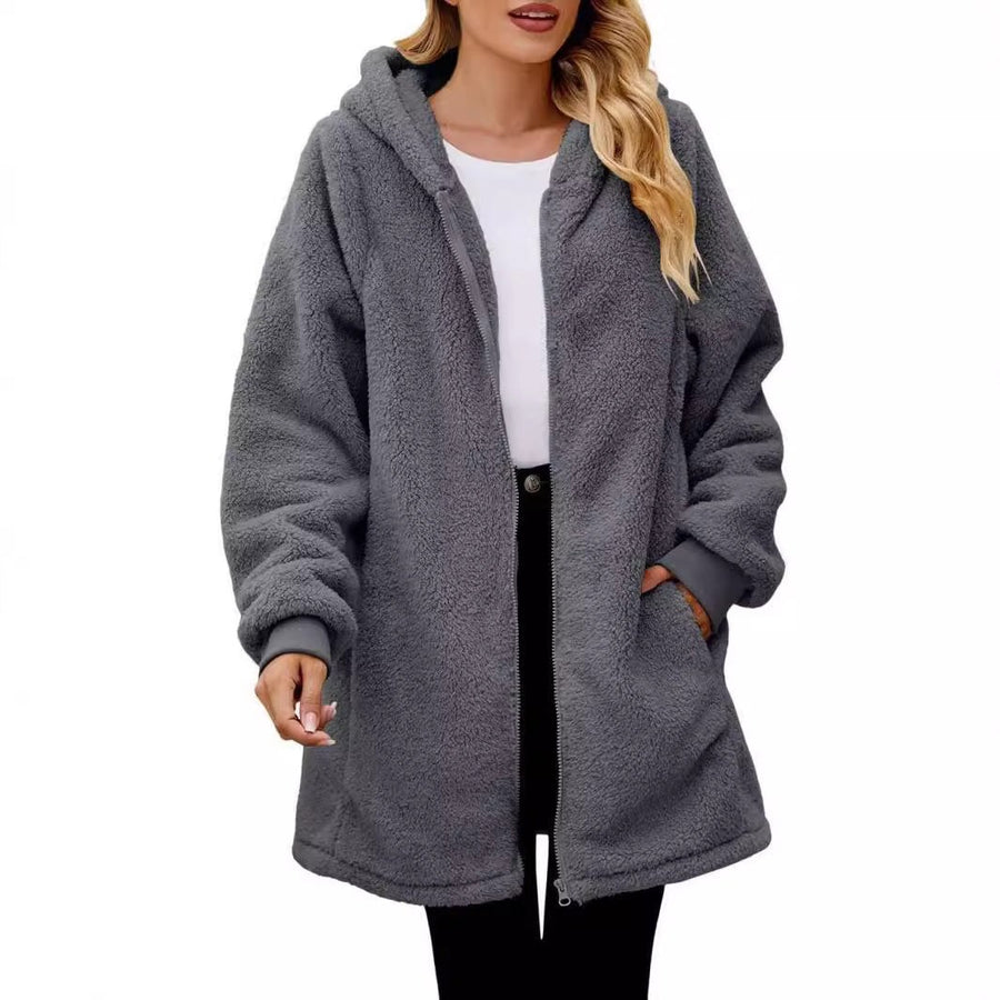 Hollis Coat with Zip Front and Pockets in Apricot