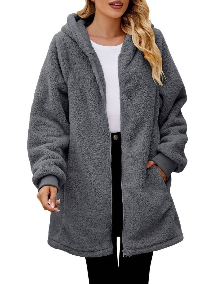 Hollis Coat with Zip Front and Pockets in Grey