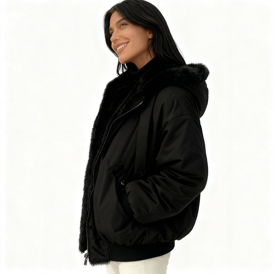 Hollis Jacket with Oversized in Black