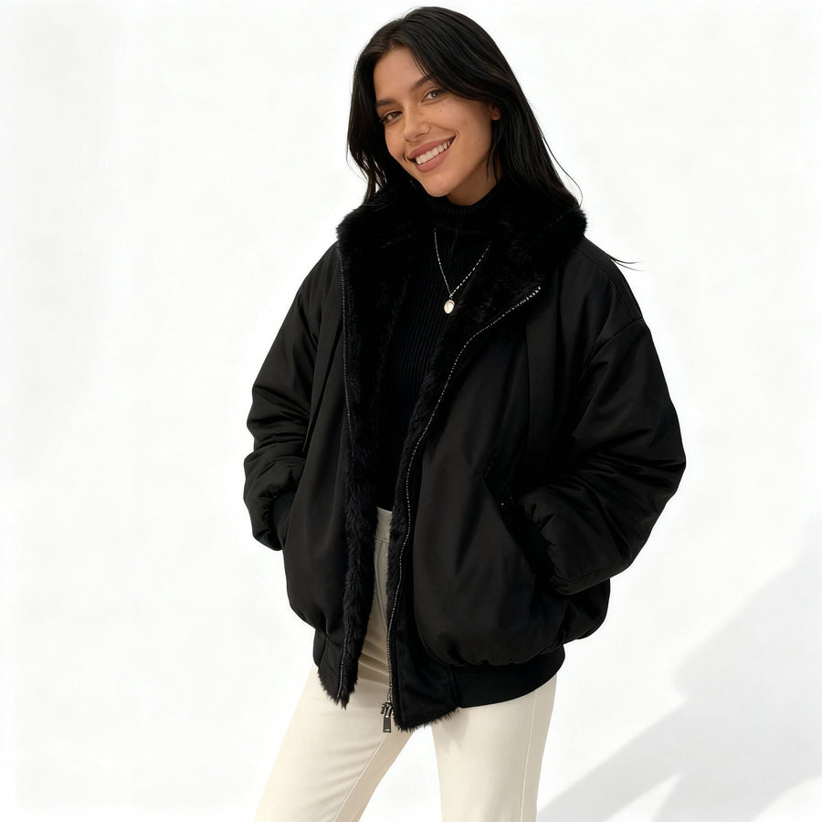 Hollis Jacket with Oversized in Black