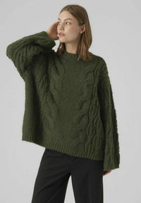 Hollis Knit Sweater with Oversized in Dark Green