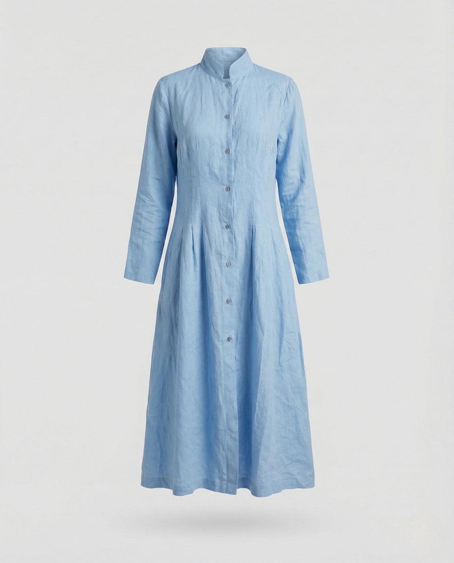 Hollis Linen Midi Dress in Blue