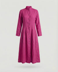 Hollis Linen Midi Dress in Magenta