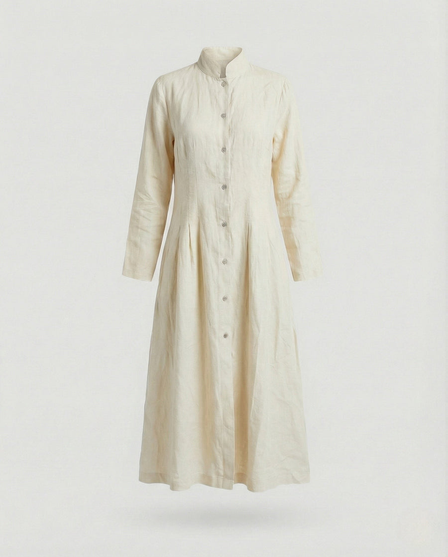 Hollis Linen Midi Dress in White