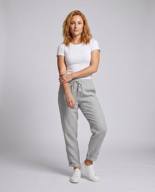Honor Casual Linen Trousers with Elastic Waist