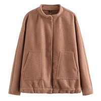 Honor Jacket with Elastic Waist and Pockets in Camel