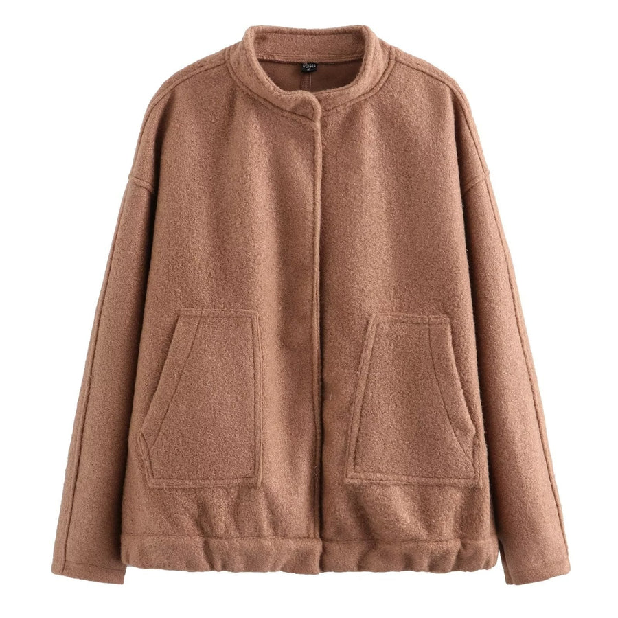 Honor Jacket with Elastic Waist and Pockets in Camel