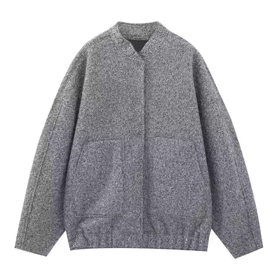 Honor Jacket with Elastic Waist and Pockets in Grey