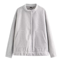 Honor Jacket with Elastic Waist and Pockets in Light Grey