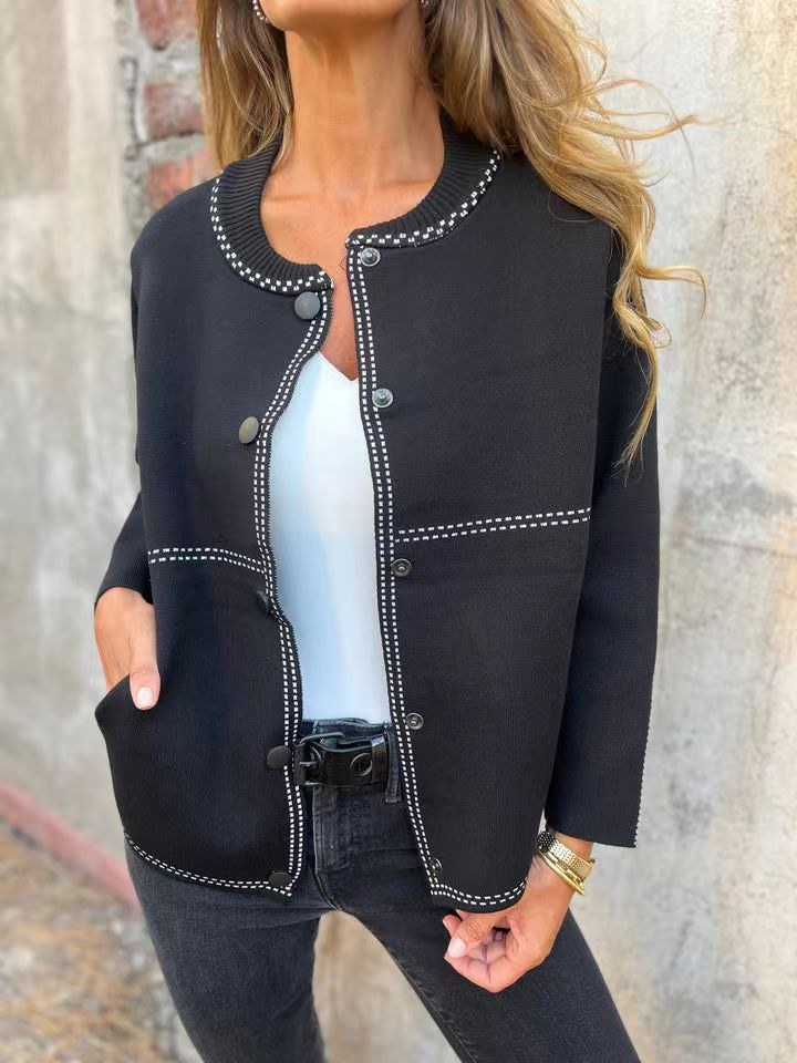 Honor Relaxed Knit Cardigan in Black