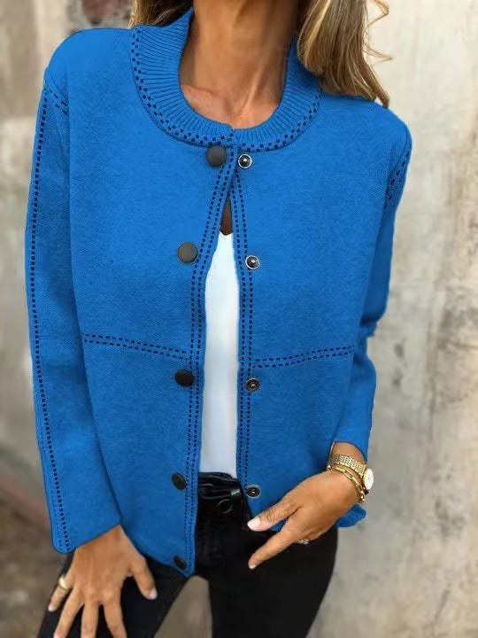 Honor Relaxed Knit Cardigan in Blue