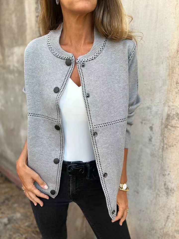 Honor Relaxed Knit Cardigan in Grey