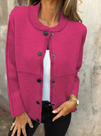 Honor Relaxed Knit Cardigan in Magenta