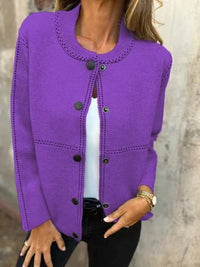 Honor Relaxed Knit Cardigan in Purple