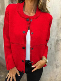 Honor Relaxed Knit Cardigan in Red