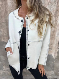 Honor Relaxed Knit Cardigan in White