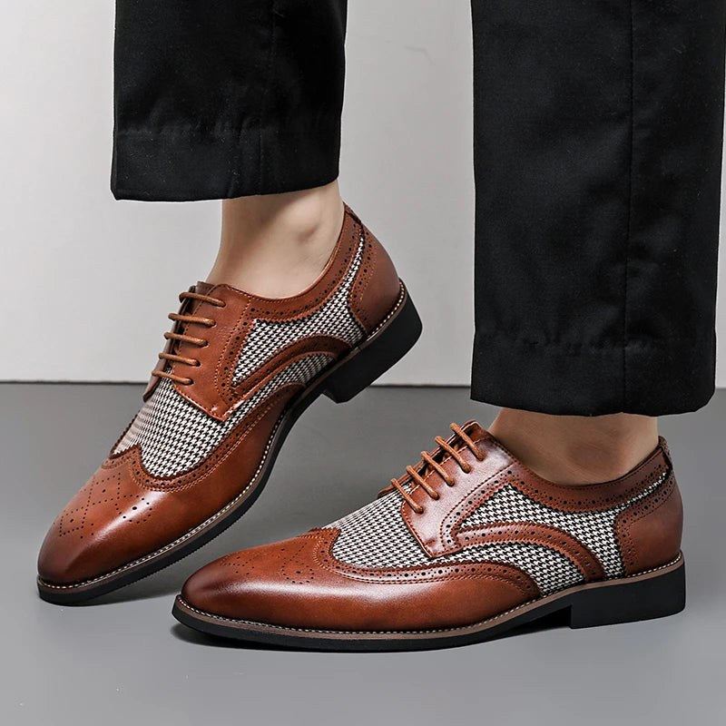 Houndstooth Wingtip Derby in Espresso Brown