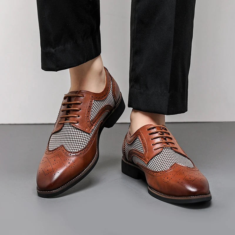 Houndstooth Wingtip Derby in Espresso Brown