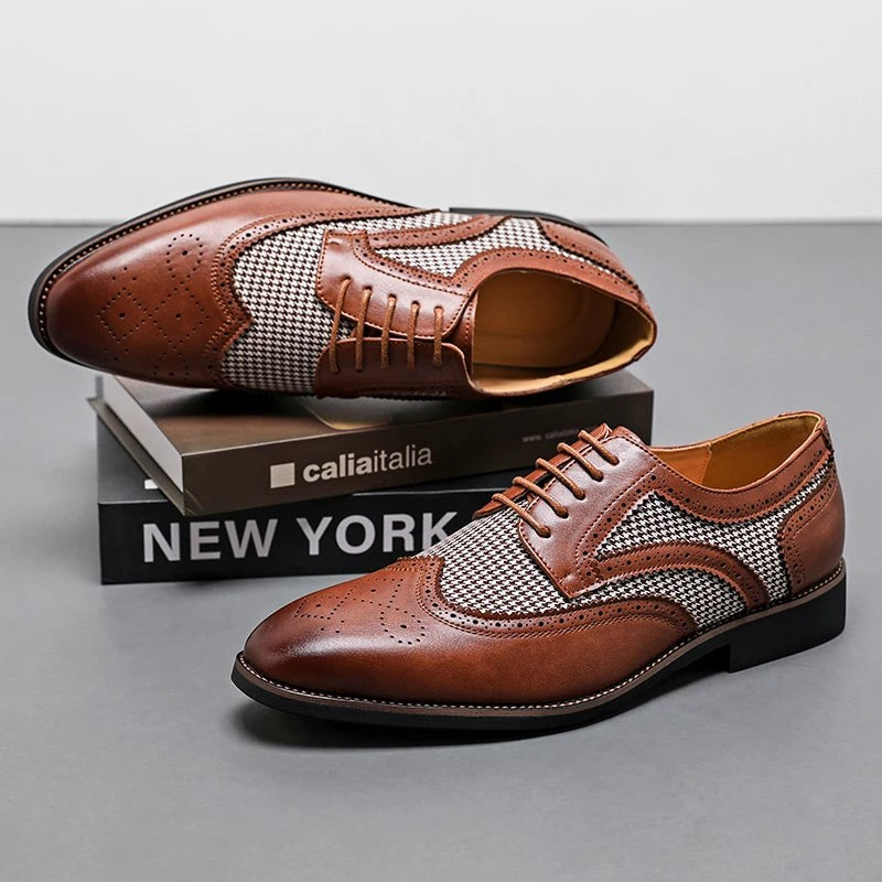 Houndstooth Wingtip Derby in Espresso Brown