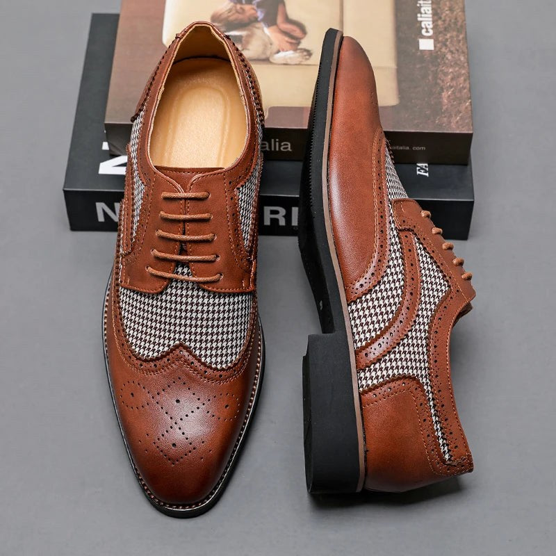 Houndstooth Wingtip Derby in Espresso Brown