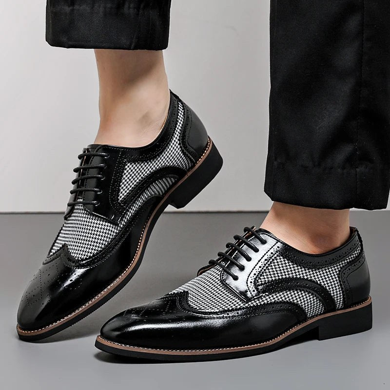 Houndstooth Wingtip Derby in Espresso Brown