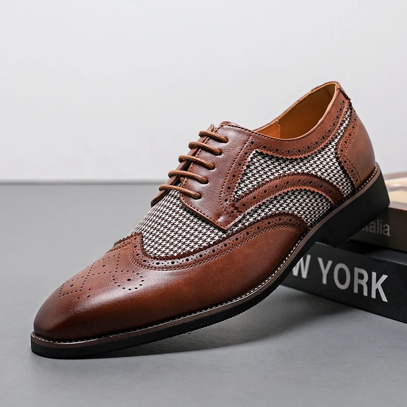Houndstooth Wingtip Derby in Espresso Brown