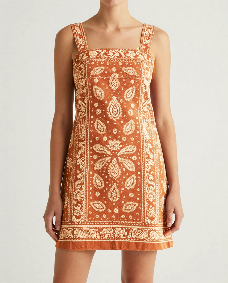 Valentina Structured Mini Dress in Rust Earth