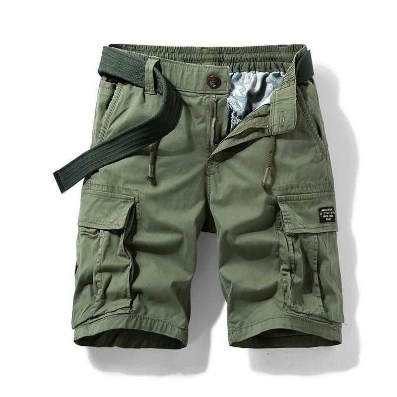 Hudson Bay Stretch Cotton Cargo Shorts in Army Green