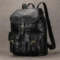 Hudson Genuine Leather Backpack in Charcoal