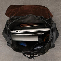 Hudson Genuine Leather Backpack in Charcoal