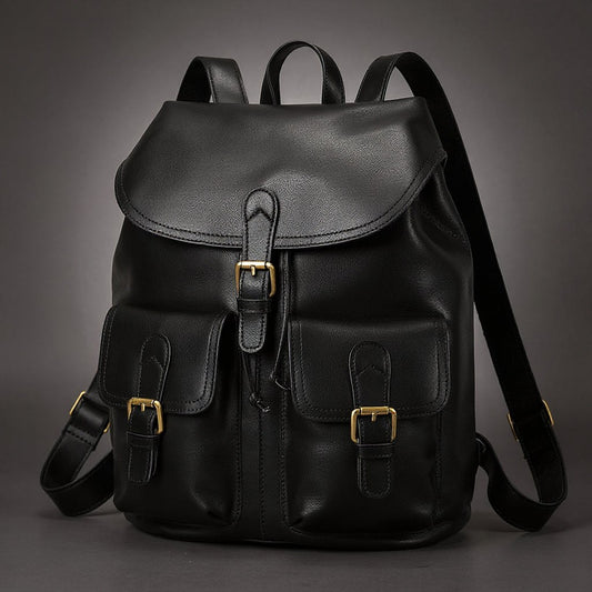 Hudson Genuine Leather Backpack in Charcoal
