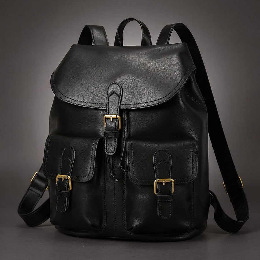Hudson Genuine Leather Backpack in Charcoal
