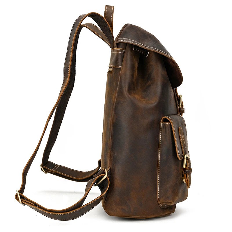 Hudson Genuine Leather Backpack in Mahogany