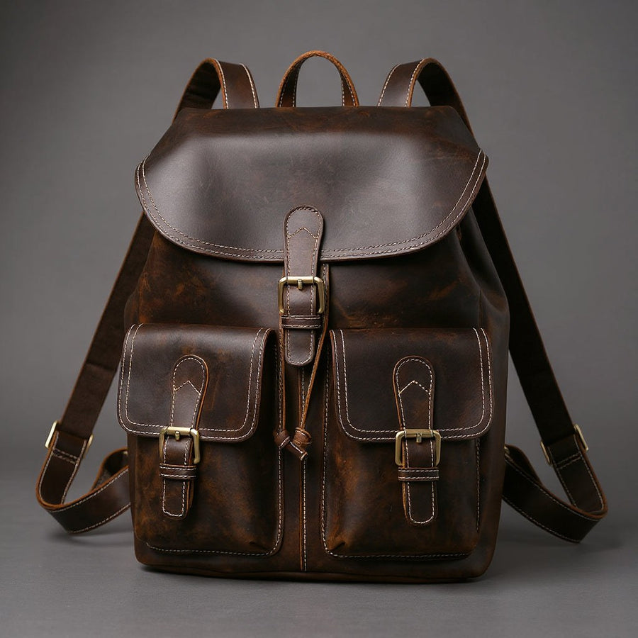 Hudson Genuine Leather Backpack in Mahogany