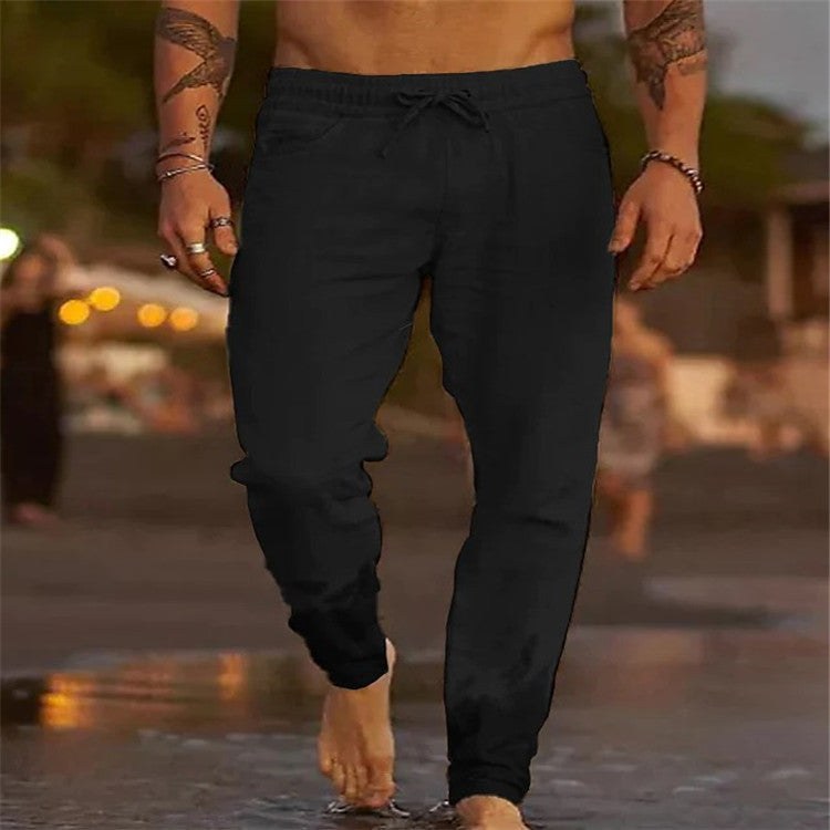 Hugo Casual Linen Trousers in Black