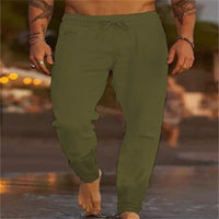 Hugo Casual Linen Trousers in Green