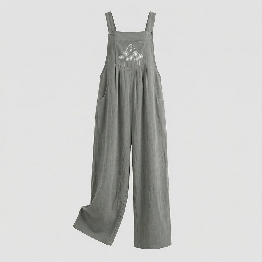 Ida Boho Linen Jumpsuit in Grey