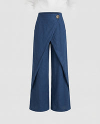 Ida Casual Linen Trousers in Mitternachtsblau