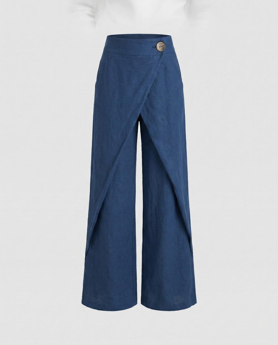 Ida Casual Linen Trousers in Mitternachtsblau