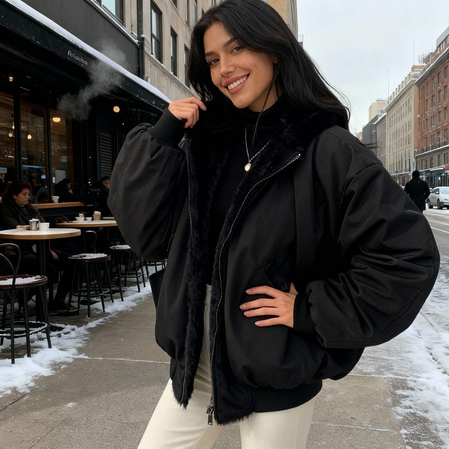 Ida Coat with Oversized in Black
